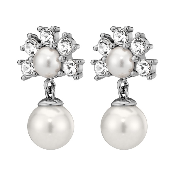 Dyrberg Kern Veronica Silver Earrings - Crystal/White Pearl